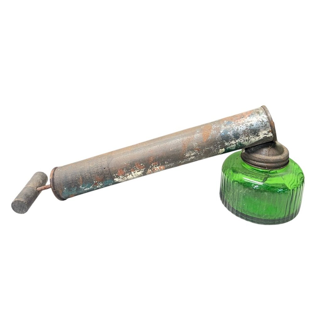 Vintage Hudson Bug Sprayer Insect Duster With Green Glass Canister 1950-1960 USA